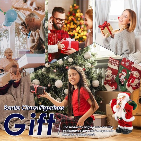 Electric Singing Dancing Santa Claus Toy with Shaking Belly Musical Christmas - Picture 7 of 8